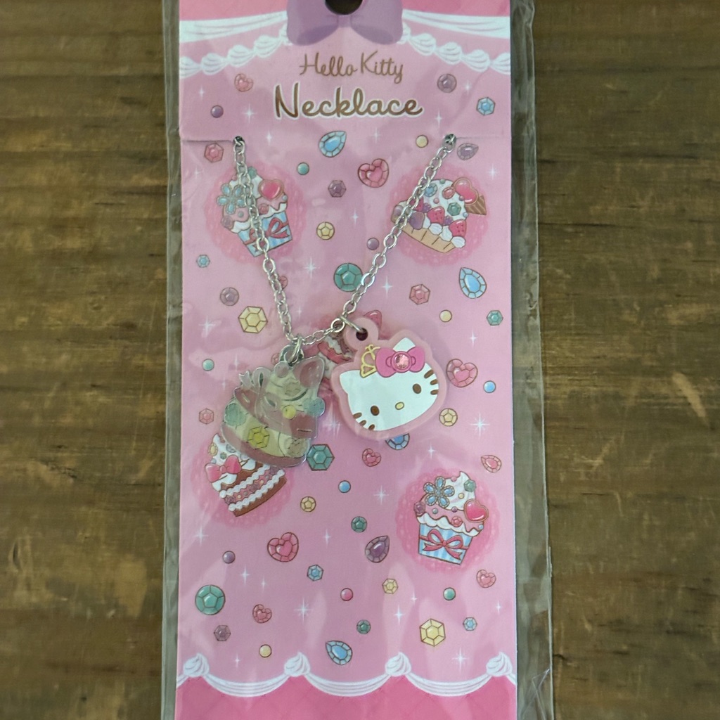 New Beautiful Hello Kitty Pink Necklace Cake Pendant With Diamond Gems 30$